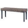 Banc 110 cm Gris Rotin naturel kubu et bois de manguier massif 
