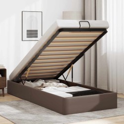 Cadre de lit ottoman sans matelas marron 90x190 cm similicuir 