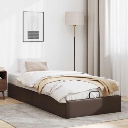 Cadre de lit ottoman sans matelas marron 90x190 cm similicuir 