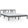 Cadre de lit sans matelas gris bois massif 150x200 cm 
