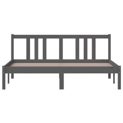 Cadre de lit sans matelas gris bois massif 150x200 cm 