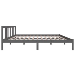 Cadre de lit sans matelas gris bois massif 150x200 cm 