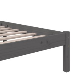 Cadre de lit sans matelas gris bois massif 150x200 cm 