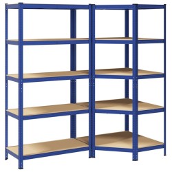 Ensemble d'étagères à 5 niveaux 2 pcs acier bois d'ingénierie 