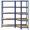 Ensemble d'étagères à 5 niveaux 2 pcs acier bois d'ingénierie 