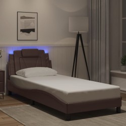 Cadre de lit avec LED sans matelas marron 90x200 cm 