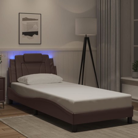 Cadre de lit avec LED sans matelas marron 90x200 cm 