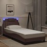 Cadre de lit avec LED sans matelas marron 90x200 cm 