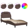 Cadre de lit avec LED sans matelas marron 90x200 cm 