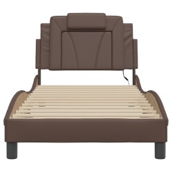 Cadre de lit avec LED sans matelas marron 90x200 cm 
