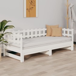 Lit coulissant sans matelas blanc 2x(80x200)cm 