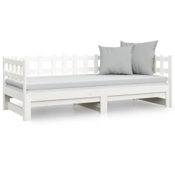 Lit coulissant sans matelas blanc 2x(80x200)cm 