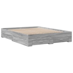 Cadre de lit avec tiroirs sans matelas sonoma gris 150x200 cm 