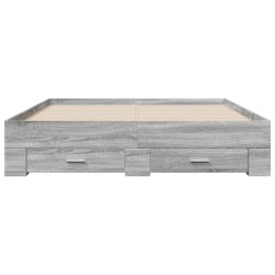 Cadre de lit avec tiroirs sans matelas sonoma gris 150x200 cm 