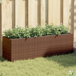 Jardinières avec 3 pots 2 pcs marron 105x30x32cm résine tressée 
