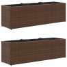 Jardinières avec 3 pots 2 pcs marron 105x30x32cm résine tressée 