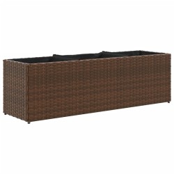 Jardinières avec 3 pots 2 pcs marron 105x30x32cm résine tressée 