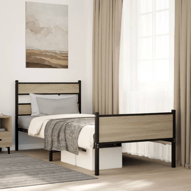 Cadre de lit sans matelas chêne sonoma 100x190 cm 