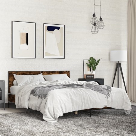 Cadre de lit sans matelas chêne fumé 160x200 cm 