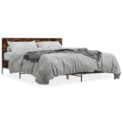 Cadre de lit sans matelas chêne fumé 160x200 cm 