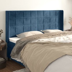 Tête de lit avec oreilles Bleu foncé 183x16x118/128 cm Velours 