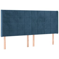 Tête de lit avec oreilles Bleu foncé 183x16x118/128 cm Velours 