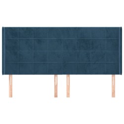 Tête de lit avec oreilles Bleu foncé 183x16x118/128 cm Velours 