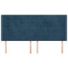 Tête de lit avec oreilles Bleu foncé 183x16x118/128 cm Velours 