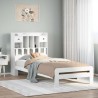 Lit bibliothèque sans matelas blanc 100x200 cm bois pin massif 