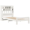 Lit bibliothèque sans matelas blanc 100x200 cm bois pin massif 