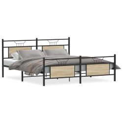 Cadre de lit en métal sans matelas chêne sonoma 183x213 cm 