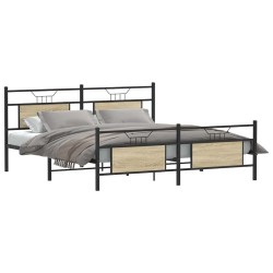 Cadre de lit en métal sans matelas chêne sonoma 183x213 cm 