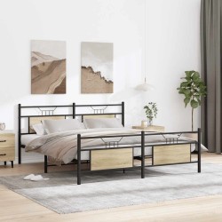 Cadre de lit en métal sans matelas chêne sonoma 183x213 cm 