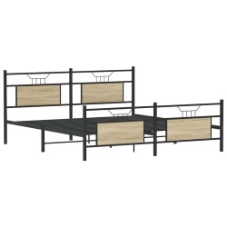 Cadre de lit en métal sans matelas chêne sonoma 183x213 cm 