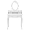 Ensemble de coiffeuse avec tabouret Blanc 75x69x140cm Paulownia 