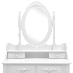 Ensemble de coiffeuse avec tabouret Blanc 75x69x140cm Paulownia 