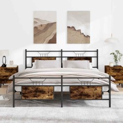 Cadre de lit en métal sans matelas chêne fumé 183x213 cm 