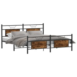 Cadre de lit en métal sans matelas chêne fumé 183x213 cm 