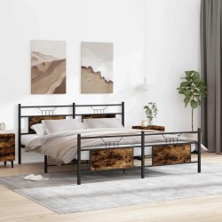 Cadre de lit en métal sans matelas chêne fumé 183x213 cm 