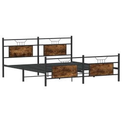 Cadre de lit en métal sans matelas chêne fumé 183x213 cm 