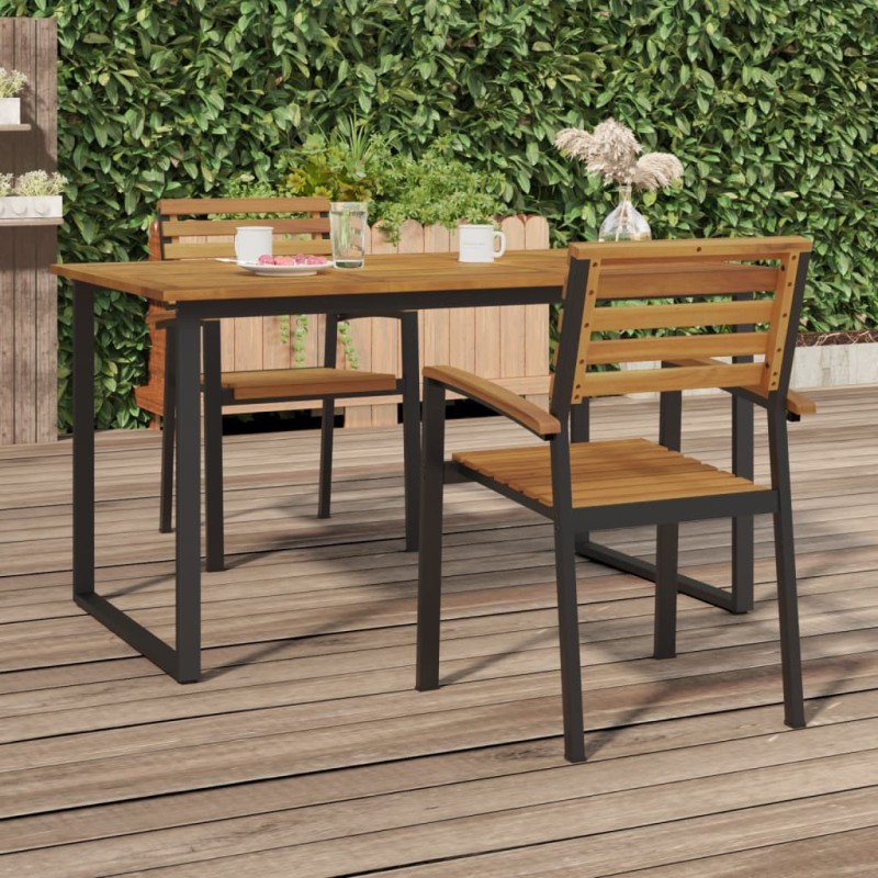 Chaises de jardin empilables lot de 2 bois d'acacia et métal Chaises de jardin empilables lot de 2 bois d'acacia et métal