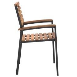 Chaises de jardin empilables lot de 2 bois d'acacia et métal 