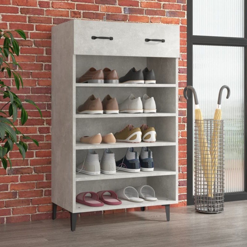 Armoire à chaussures Gris béton 60x35x105 cm Bois d'ingénierie Armoire à chaussures Gris béton 60x35x105 cm Bois d'ingénierie