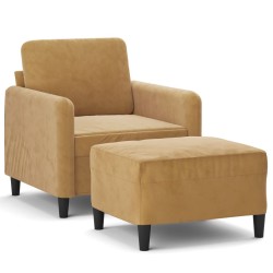 Fauteuil avec repose-pied Marron 60 cm Velours 