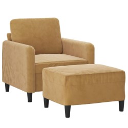 Fauteuil avec repose-pied Marron 60 cm Velours 