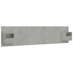 Tête de lit avec armoires Gris béton Bois d'ingénierie 