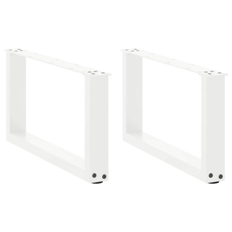 Pieds de table basse en U 2 pièces Blanc 60 x (30-31) cm Acier 