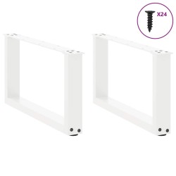 Pieds de table basse en U 2 pièces Blanc 60 x (30-31) cm Acier 