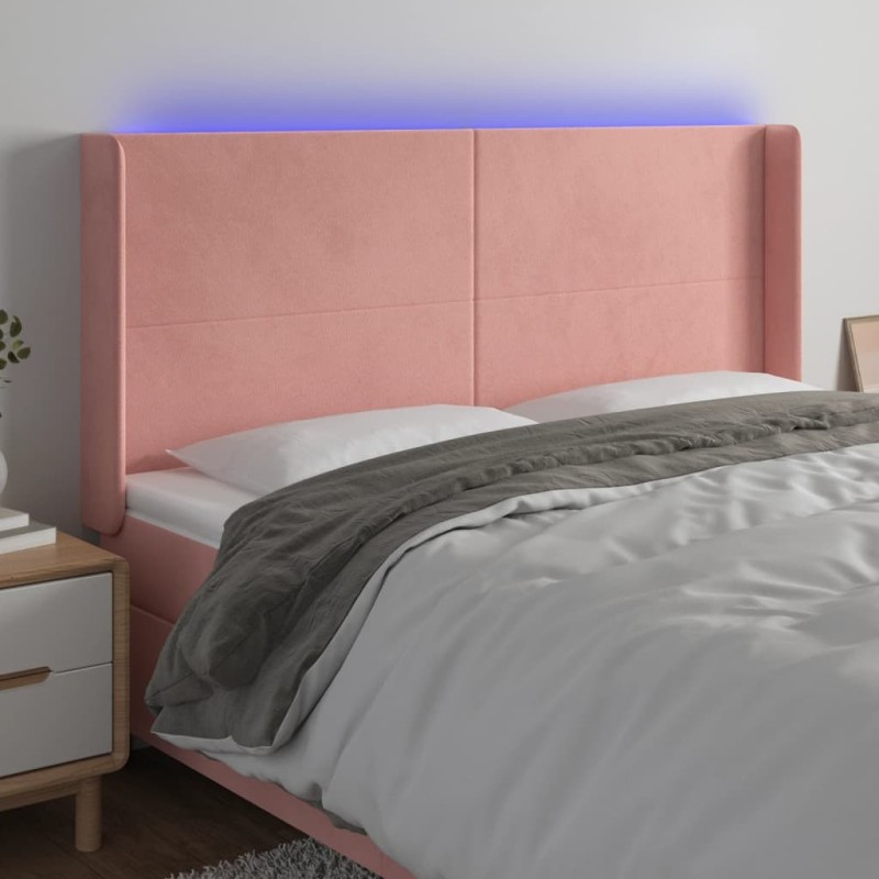 Tête de lit à LED Rose 163x16x118/128 cm Velours 