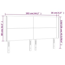 Tête de lit à LED Rose 163x16x118/128 cm Velours 